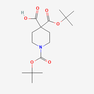 molecular formula C16H27NO6 B2988237 1,4-双[(叔丁氧基)羰基]哌啶-4-羧酸 CAS No. 1955524-38-5