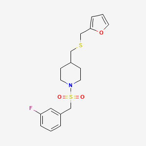 1-((3-Fluorobenzyl)sulfonyl)-4-(((furan-2-ylmethyl)thio)methyl)piperidine