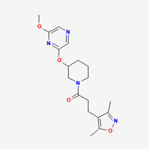molecular formula C18H24N4O4 B2988242 3-(3,5-二甲基异恶唑-4-基)-1-(3-((6-甲氧基吡嗪-2-基)氧基)哌啶-1-基)丙-1-酮 CAS No. 2034437-57-3