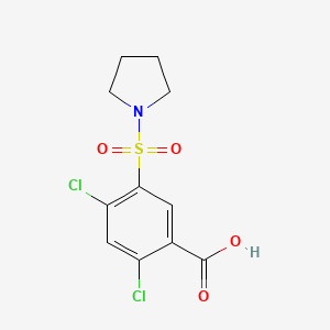 molecular formula C11H11Cl2NO4S B2988249 2,4-二氯-5-(吡咯烷-1-磺酰基)苯甲酸 CAS No. 351336-24-8