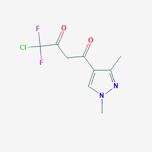 molecular formula C9H9ClF2N2O2 B2988255 4-Chloro-1-(1,3-dimethyl-1H-pyrazol-4-yl)-4,4-difluoro-butane-1,3-dione CAS No. 1006356-15-5