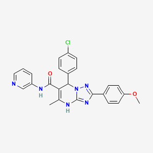 molecular formula C25H21ClN6O2 B2988259 7-(4-chlorophenyl)-2-(4-methoxyphenyl)-5-methyl-N-(pyridin-3-yl)-4,7-dihydro-[1,2,4]triazolo[1,5-a]pyrimidine-6-carboxamide CAS No. 539797-46-1