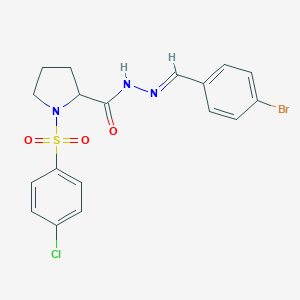 molecular formula C18H17BrClN3O3S B298826 N'-(4-bromobenzylidene)-1-[(4-chlorophenyl)sulfonyl]-2-pyrrolidinecarbohydrazide 
