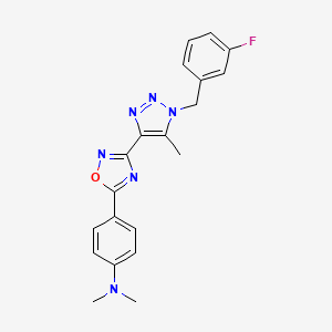 molecular formula C20H19FN6O B2988268 (4-{3-[1-(3-fluorobenzyl)-5-methyl-1H-1,2,3-triazol-4-yl]-1,2,4-oxadiazol-5-yl}phenyl)dimethylamine CAS No. 1251630-81-5