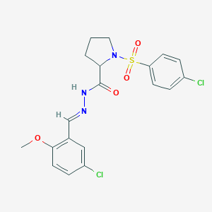 molecular formula C19H19Cl2N3O4S B298828 N'-(5-chloro-2-methoxybenzylidene)-1-[(4-chlorophenyl)sulfonyl]-2-pyrrolidinecarbohydrazide 