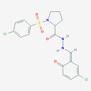molecular formula C18H17Cl2N3O4S B298829 N'-[(Z)-(3-chloro-6-oxocyclohexa-2,4-dien-1-ylidene)methyl]-1-(4-chlorophenyl)sulfonylpyrrolidine-2-carbohydrazide 