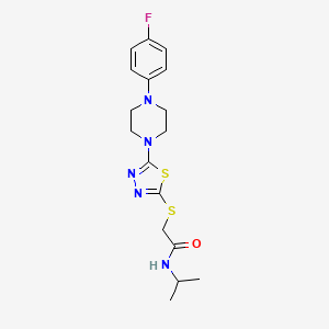 molecular formula C17H22FN5OS2 B2988292 2-((5-(4-(4-fluorophenyl)piperazin-1-yl)-1,3,4-thiadiazol-2-yl)thio)-N-isopropylacetamide CAS No. 1105222-36-3