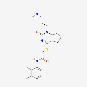 molecular formula C22H30N4O2S B2988295 2-[[1-[3-(dimethylamino)propyl]-2-oxo-6,7-dihydro-5H-cyclopenta[d]pyrimidin-4-yl]sulfanyl]-N-(2,3-dimethylphenyl)acetamide CAS No. 933231-03-9