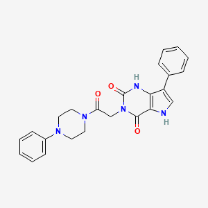 molecular formula C24H23N5O3 B2988299 3-(2-oxo-2-(4-phenylpiperazin-1-yl)ethyl)-7-phenyl-1H-pyrrolo[3,2-d]pyrimidine-2,4(3H,5H)-dione CAS No. 1115336-47-4