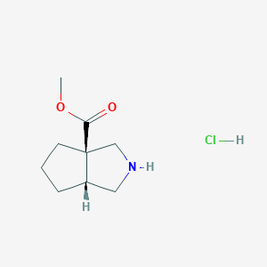 molecular formula C9H16ClNO2 B2988303 甲基 (3aR,6aR)-2,3,4,5,6,6a-六氢-1H-环戊[c]吡咯-3a-羧酸酯；盐酸盐 CAS No. 2089245-54-3