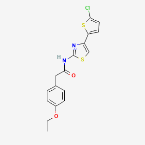molecular formula C17H15ClN2O2S2 B2988306 N-(4-(5-chlorothiophen-2-yl)thiazol-2-yl)-2-(4-ethoxyphenyl)acetamide CAS No. 923483-94-7