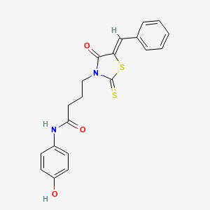 4-[(5Z)-5-benzylidene-4-oxo-2-sulfanylidene-1,3-thiazolidin-3-yl]-N-(4-hydroxyphenyl)butanamide