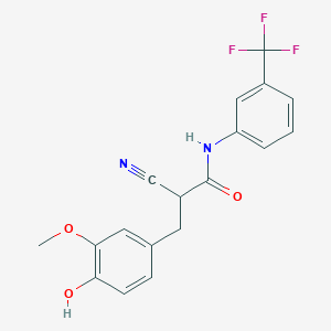 molecular formula C18H15F3N2O3 B2988312 2-cyano-3-(4-hydroxy-3-methoxyphenyl)-N-[3-(trifluoromethyl)phenyl]propanamide CAS No. 1260937-79-8