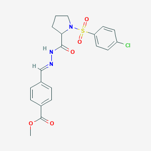 molecular formula C20H20ClN3O5S B298832 Methyl 4-[2-({1-[(4-chlorophenyl)sulfonyl]-2-pyrrolidinyl}carbonyl)carbohydrazonoyl]benzoate 