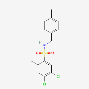 molecular formula C15H15Cl2NO2S B2988323 4,5-dichloro-2-methyl-N-(4-methylbenzyl)benzenesulfonamide CAS No. 1374683-25-6
