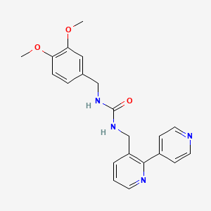 molecular formula C21H22N4O3 B2988334 1-([2,4'-Bipyridin]-3-ylmethyl)-3-(3,4-dimethoxybenzyl)urea CAS No. 2034475-08-4