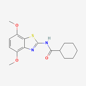 molecular formula C16H20N2O3S B2988336 N-(4,7-二甲氧基苯并[d]噻唑-2-基)环己烷甲酰胺 CAS No. 912764-43-3