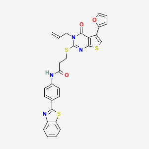 3-((3-allyl-5-(furan-2-yl)-4-oxo-3,4-dihydrothieno[2,3-d]pyrimidin-2-yl)thio)-N-(4-(benzo[d]thiazol-2-yl)phenyl)propanamide