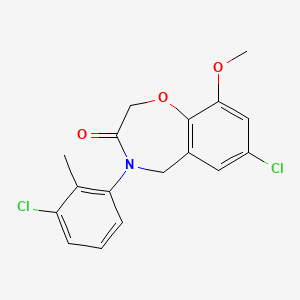 molecular formula C17H15Cl2NO3 B2988346 7-chloro-4-(3-chloro-2-methylphenyl)-9-methoxy-4,5-dihydro-1,4-benzoxazepin-3(2H)-one CAS No. 1396862-86-4