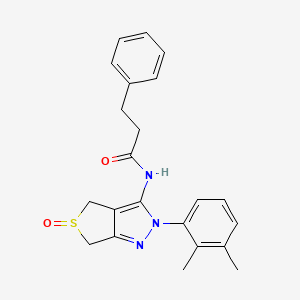 molecular formula C22H23N3O2S B2988348 N-(2-(2,3-dimethylphenyl)-5-oxido-4,6-dihydro-2H-thieno[3,4-c]pyrazol-3-yl)-3-phenylpropanamide CAS No. 1020053-62-6