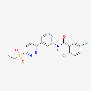 molecular formula C19H15Cl2N3O3S B2988357 2,5-二氯-N-(3-(6-(乙磺酰基)吡啶-3-基)苯基)苯甲酰胺 CAS No. 1005294-41-6