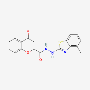 molecular formula C18H13N3O3S B2988359 N'-(4-甲基苯并[d]噻唑-2-基)-4-氧代-4H-色烯-2-甲酰腙 CAS No. 851977-98-5
