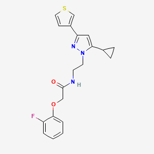 molecular formula C20H20FN3O2S B2988363 N-(2-(5-cyclopropyl-3-(thiophen-3-yl)-1H-pyrazol-1-yl)ethyl)-2-(2-fluorophenoxy)acetamide CAS No. 2034585-28-7