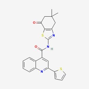 N-(5,5-dimethyl-7-oxo-4,5,6,7-tetrahydrobenzo[d]thiazol-2-yl)-2-(thiophen-2-yl)quinoline-4-carboxamide