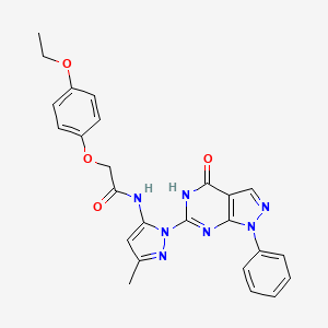 molecular formula C25H23N7O4 B2988369 2-(4-ethoxyphenoxy)-N-(3-methyl-1-(4-oxo-1-phenyl-4,5-dihydro-1H-pyrazolo[3,4-d]pyrimidin-6-yl)-1H-pyrazol-5-yl)acetamide CAS No. 1019097-73-4