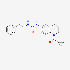 molecular formula C22H25N3O2 B2988376 1-(1-(Cyclopropanecarbonyl)-1,2,3,4-tetrahydroquinolin-6-yl)-3-phenethylurea CAS No. 1203355-39-8