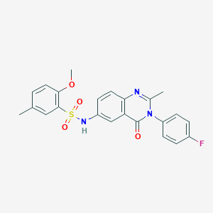 molecular formula C23H20FN3O4S B2988380 N-(3-(4-fluorophenyl)-2-methyl-4-oxo-3,4-dihydroquinazolin-6-yl)-2-methoxy-5-methylbenzenesulfonamide CAS No. 1105208-36-3