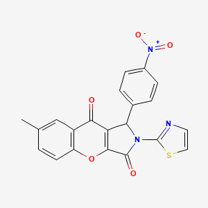 molecular formula C21H13N3O5S B2988389 7-甲基-1-(4-硝基苯基)-2-(噻唑-2-基)-1,2-二氢苯并[2,3-c]吡咯-3,9-二酮 CAS No. 632315-15-2