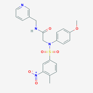 molecular formula C22H22N4O6S B298839 2-[({3-nitro-4-methylphenyl}sulfonyl)-4-methoxyanilino]-N-(3-pyridinylmethyl)acetamide 