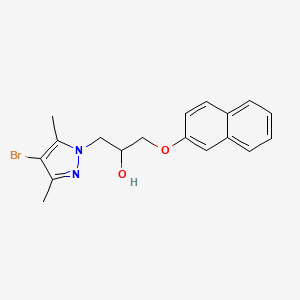 molecular formula C18H19BrN2O2 B2988394 1-(4-bromo-3,5-dimethyl-1H-pyrazol-1-yl)-3-(naphthalen-2-yloxy)propan-2-ol CAS No. 890643-96-6