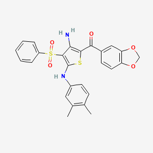 (3-Amino-5-((3,4-dimethylphenyl)amino)-4-(phenylsulfonyl)thiophen-2-yl)(benzo[d][1,3]dioxol-5-yl)methanone