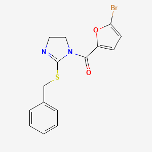 molecular formula C15H13BrN2O2S B2988399 (2-(benzylthio)-4,5-dihydro-1H-imidazol-1-yl)(5-bromofuran-2-yl)methanone CAS No. 851864-62-5