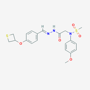 molecular formula C20H23N3O5S2 B298840 N-(4-methoxyphenyl)-N-(2-oxo-2-{2-[4-(3-thietanyloxy)benzylidene]hydrazino}ethyl)methanesulfonamide 