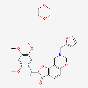 molecular formula C29H31NO9 B2988401 (4Z)-12-[(furan-2-yl)methyl]-4-[(2,4,5-trimethoxyphenyl)methylidene]-3,10-dioxa-12-azatricyclo[7.4.0.0^{2,6}]trideca-1,6,8-trien-5-one; 1,4-dioxane CAS No. 1351664-17-9