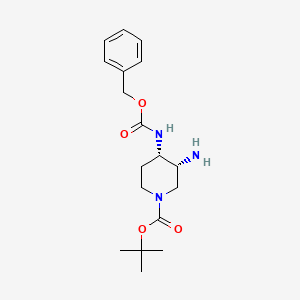 molecular formula C18H27N3O4 B2988406 tert-Butyl (3R,4S)-3-amino-4-{[(benzyloxy)carbonyl]amino}piperidine-1-carboxylate CAS No. 1707290-21-8