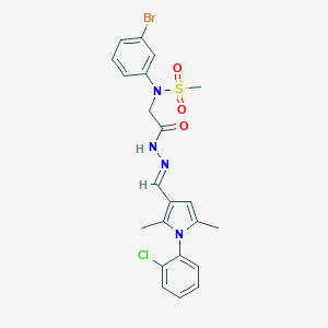 molecular formula C22H22BrClN4O3S B298841 N-(3-bromophenyl)-N-[2-(2-{[1-(2-chlorophenyl)-2,5-dimethyl-1H-pyrrol-3-yl]methylene}hydrazino)-2-oxoethyl]methanesulfonamide 