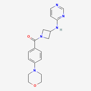 molecular formula C18H21N5O2 B2988411 N-{1-[4-(morpholin-4-yl)benzoyl]azetidin-3-yl}pyrimidin-4-amine CAS No. 2097919-01-0