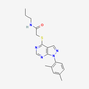 molecular formula C18H21N5OS B2988427 2-[1-(2,4-二甲苯基)吡唑并[3,4-d]嘧啶-4-基]硫代-N-丙基乙酰胺 CAS No. 893931-05-0