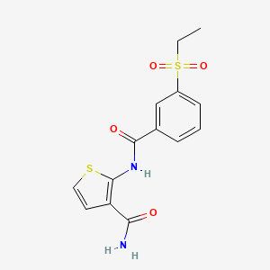 molecular formula C14H14N2O4S2 B2988428 2-(3-(Ethylsulfonyl)benzamido)thiophene-3-carboxamide CAS No. 941891-27-6