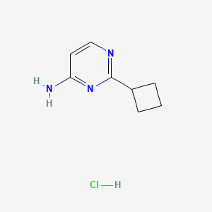 molecular formula C8H12ClN3 B2988429 2-Cyclobutylpyrimidin-4-amine;hydrochloride CAS No. 2137838-80-1