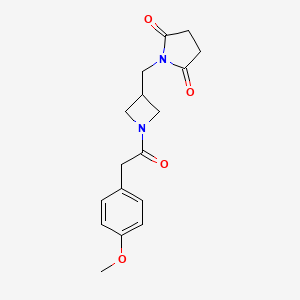 molecular formula C17H20N2O4 B2988437 1-({1-[2-(4-Methoxyphenyl)acetyl]azetidin-3-yl}methyl)pyrrolidine-2,5-dione CAS No. 2097923-03-8