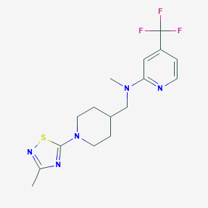 molecular formula C16H20F3N5S B2988439 N-Methyl-N-[[1-(3-methyl-1,2,4-thiadiazol-5-yl)piperidin-4-yl]methyl]-4-(trifluoromethyl)pyridin-2-amine CAS No. 2415632-84-5