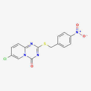 molecular formula C14H9ClN4O3S B2988440 7-Chloro-2-[(4-nitrophenyl)methylsulfanyl]pyrido[1,2-a][1,3,5]triazin-4-one CAS No. 896328-74-8
