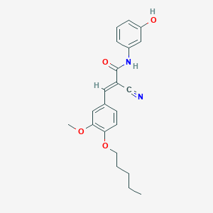 molecular formula C22H24N2O4 B2988441 (E)-2-cyano-N-(3-hydroxyphenyl)-3-(3-methoxy-4-pentoxyphenyl)prop-2-enamide CAS No. 380434-63-9