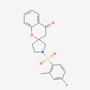 molecular formula C19H18FNO4S B2988445 1'-((4-Fluoro-2-methylphenyl)sulfonyl)spiro[chroman-2,3'-pyrrolidin]-4-one CAS No. 1795189-88-6