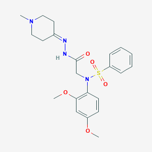 molecular formula C22H28N4O5S B298845 N-(2,4-dimethoxyphenyl)-N-{2-[2-(1-methylpiperidin-4-ylidene)hydrazino]-2-oxoethyl}benzenesulfonamide 